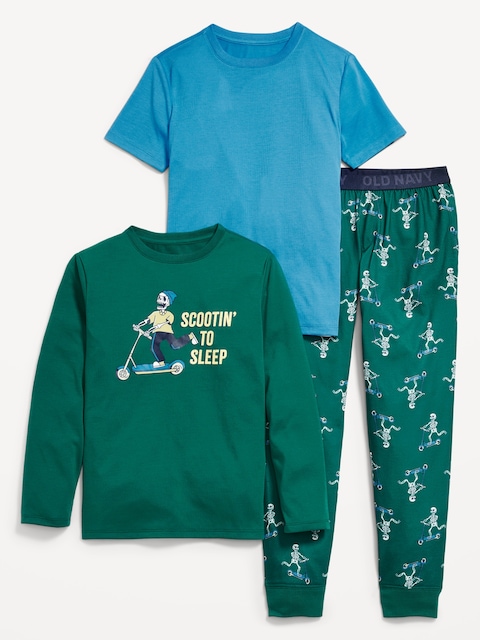 3-Piece Jersey-Knit Pajama Set for Boys