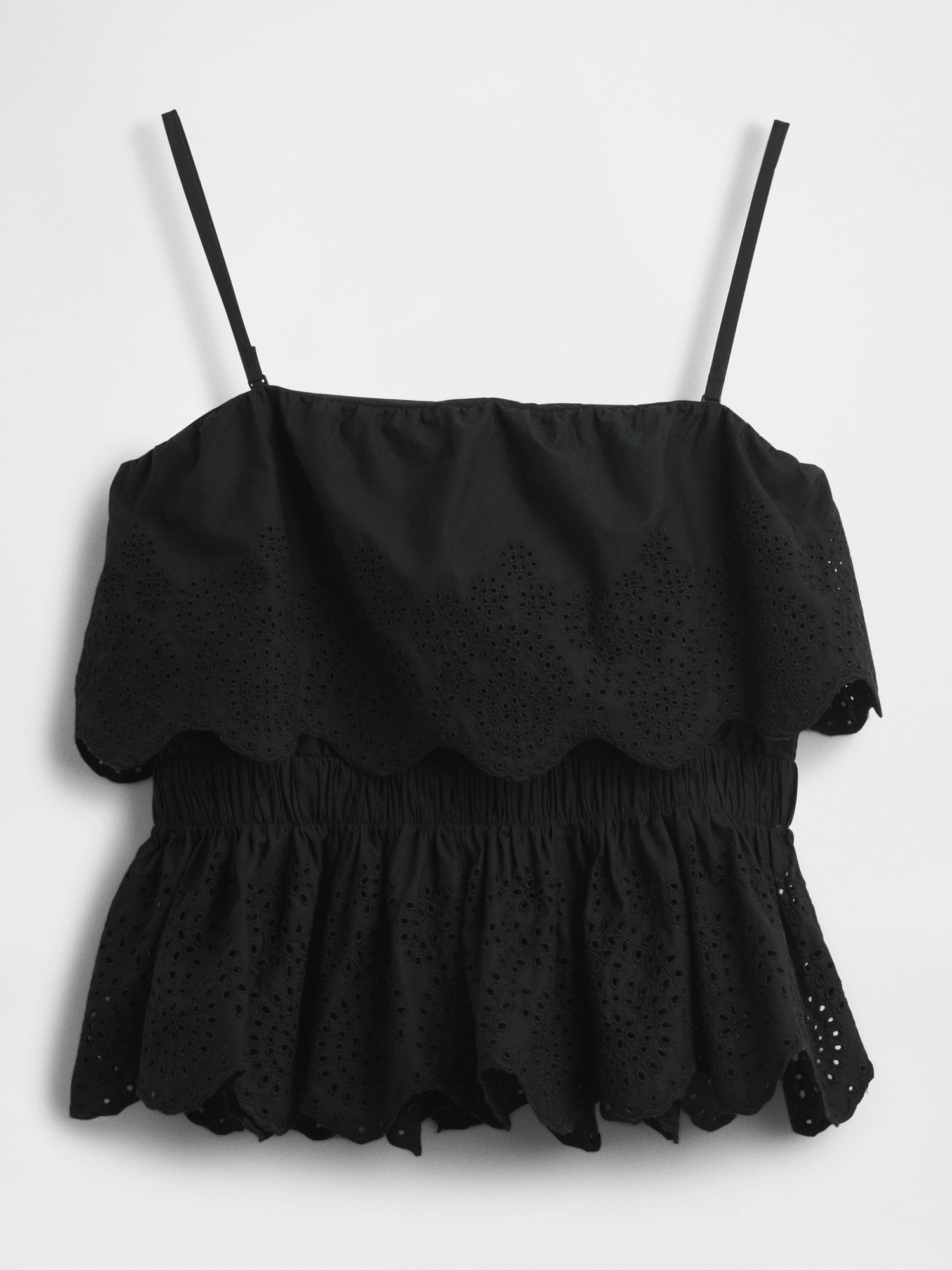 Poplin Eyelet Ruffle Top