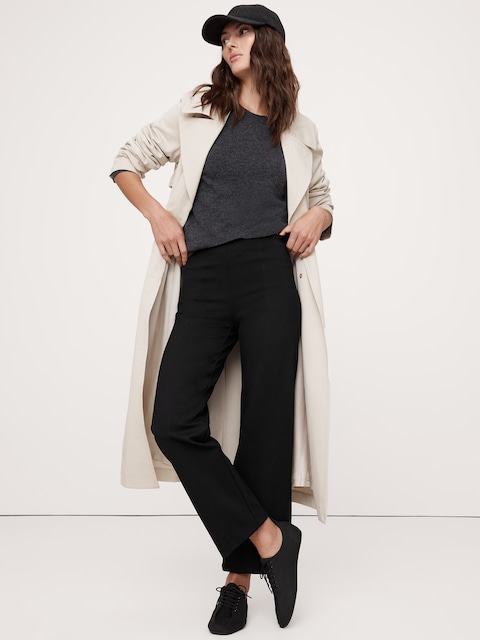 PANTALON DROIT TOUT-ALLER EN TRICOT POINT DE ROME LONGUEUR CHEVILLE