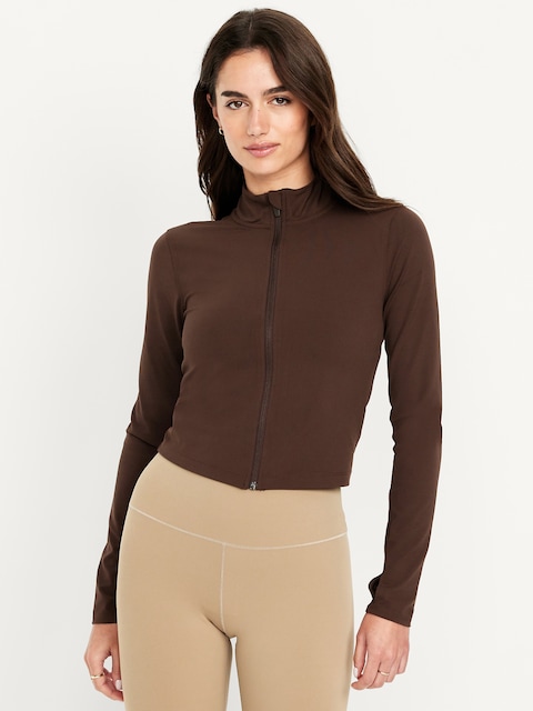 StudioSmooth Full-Zip Cropped Jacket