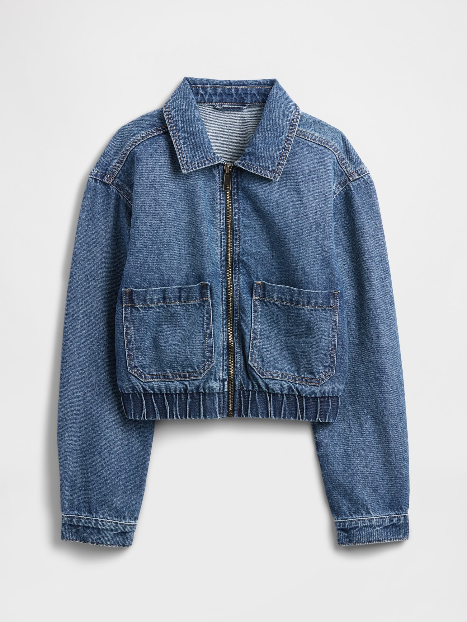 Kids Denim Zip Bomber Jacket