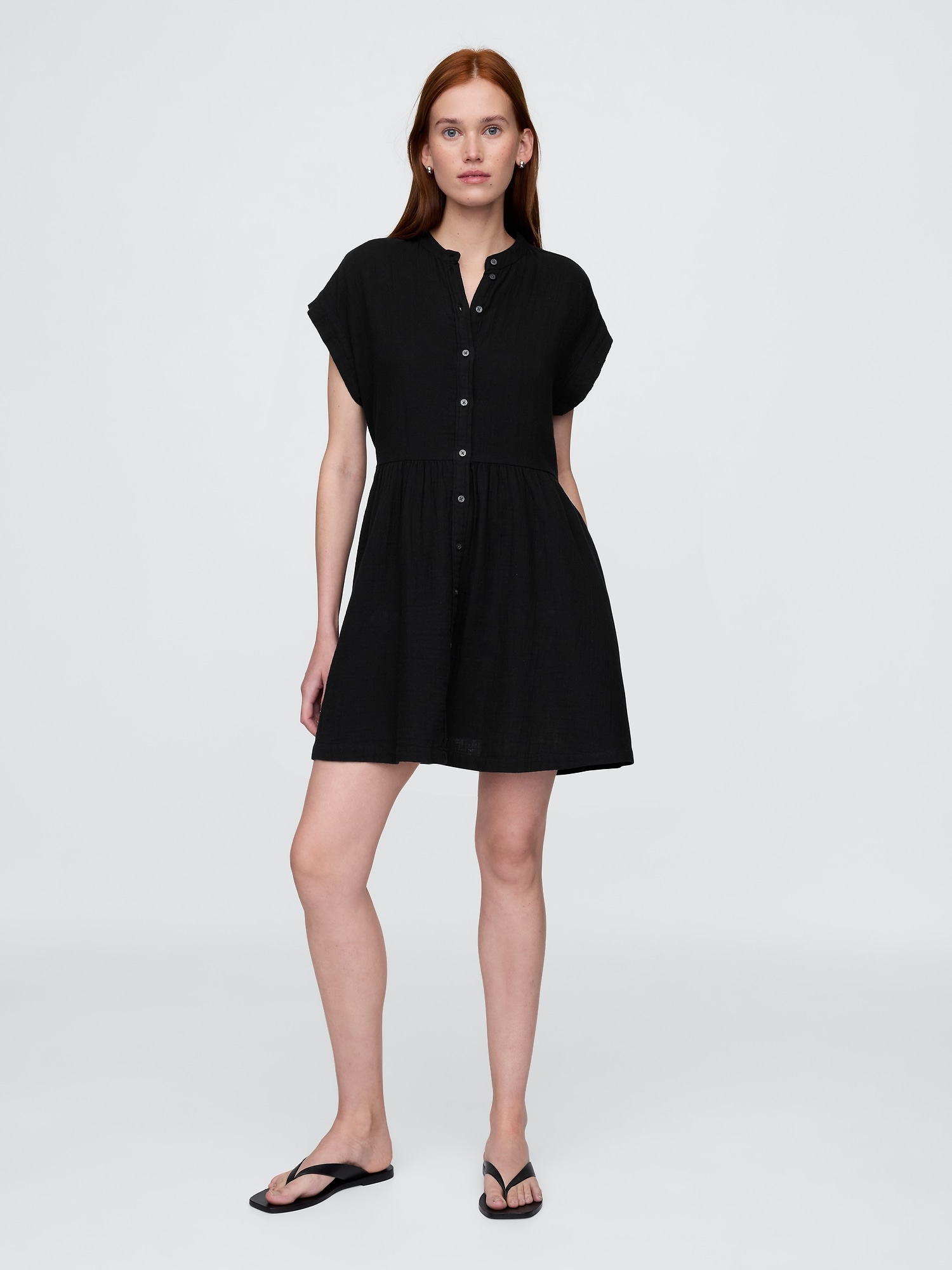 Cotton Gauze Mini Shirtdress