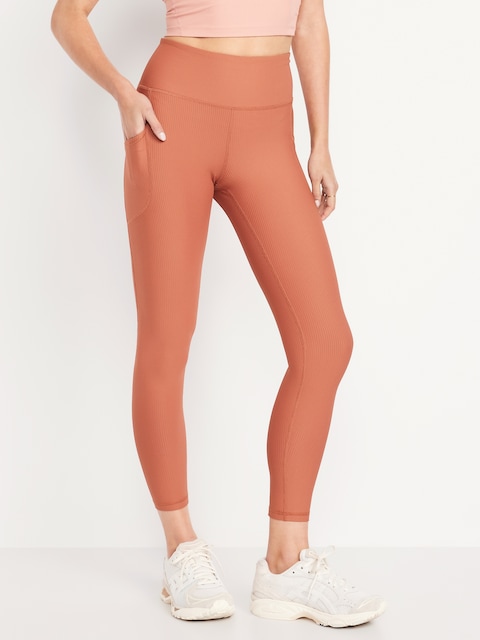 High-Waisted PowerSoft Ribbed Pocket Leggings