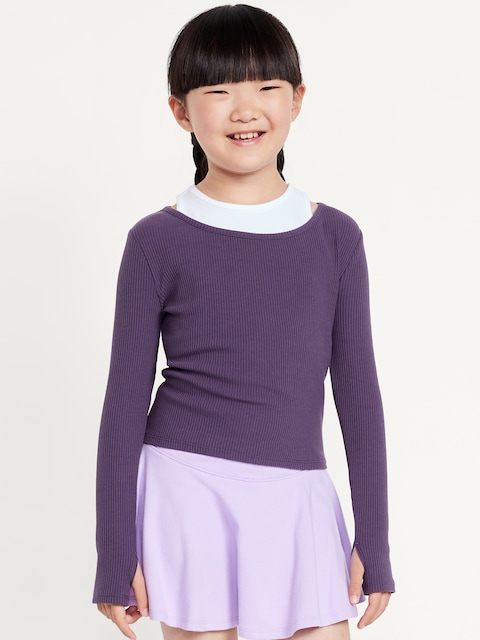 HAUT CÔTELÉ PERFORMANT 2 EN 1 POUR FILLE