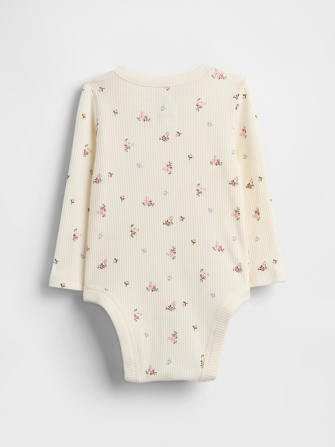 はじめてのお気に入り 細リブ クロスオーバー ボディスーツ (ベビー)-1