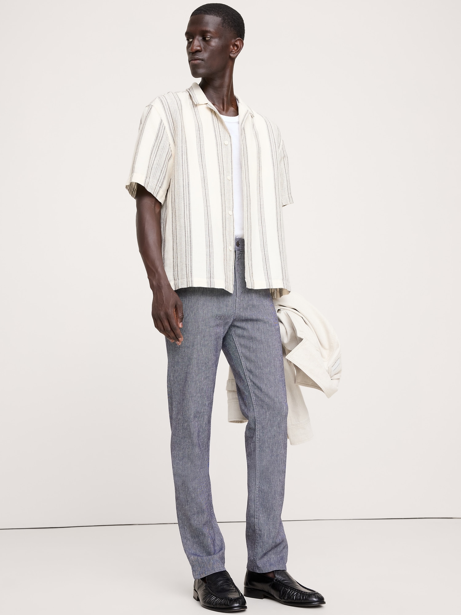 Slim Heathered Linen-Cotton Traveler Pant