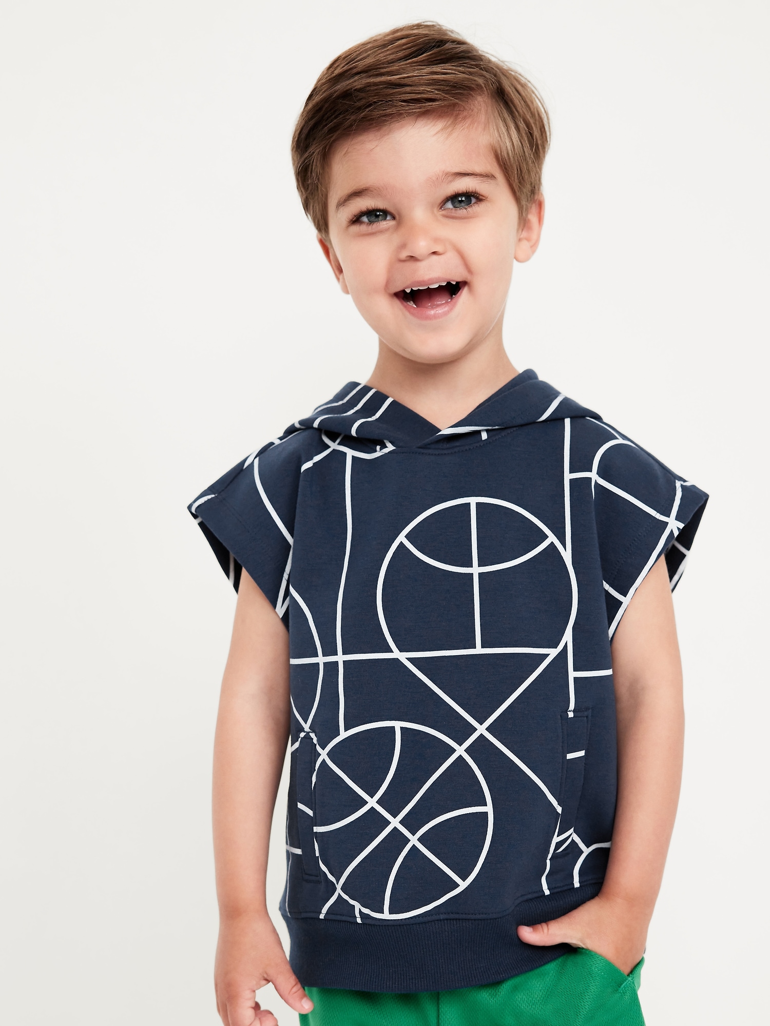 Dynamic Fleece Oversized Sleeveless Hooded Sweatshirt for Toddler Boys