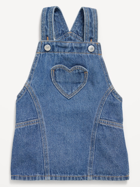 ROBE-SALOPETTE EN DENIM À POCHE EN FORME DE CŒUR POUR BÉBÉ