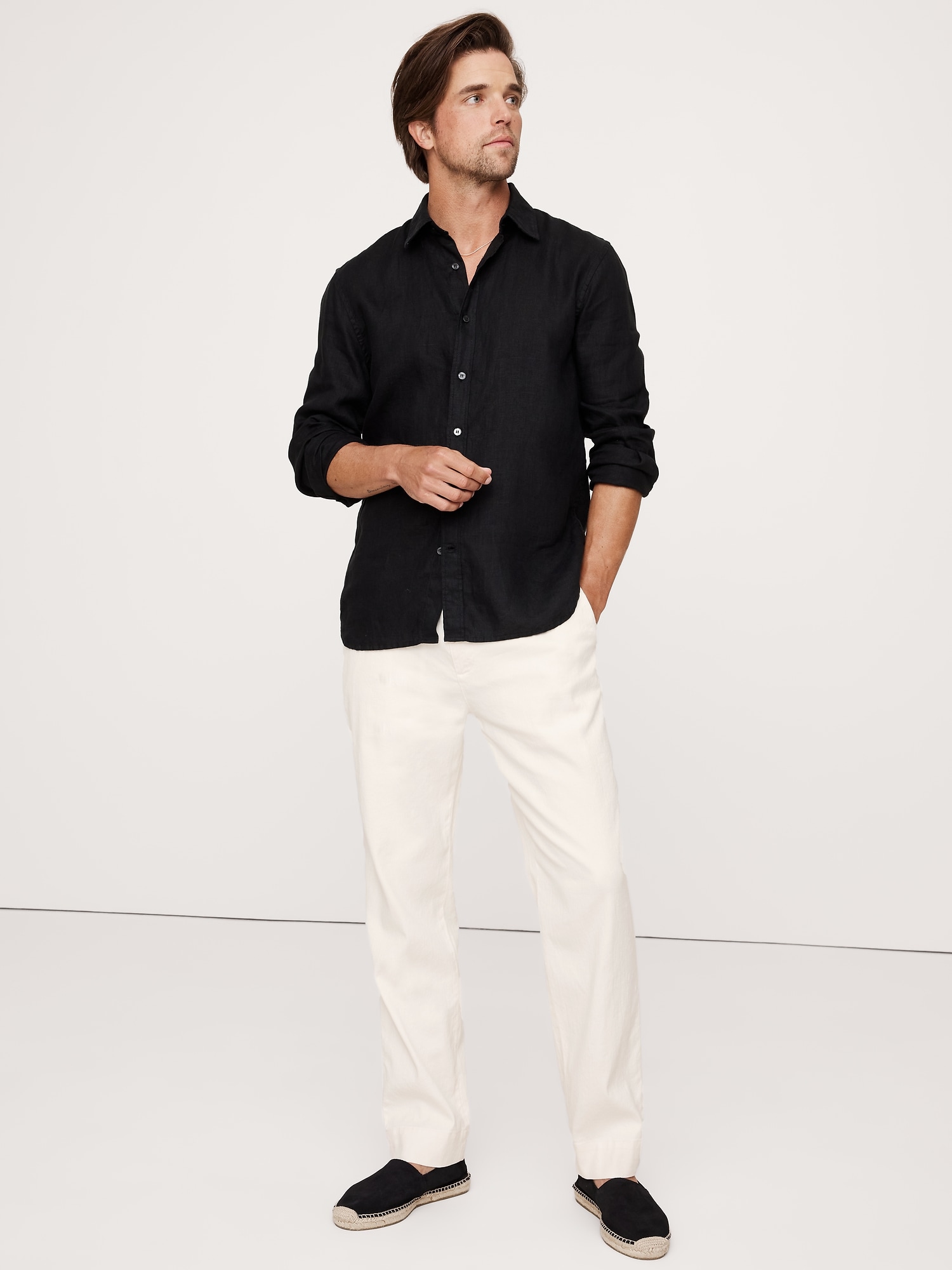 Italian Linen-Cotton Pull-On Pant