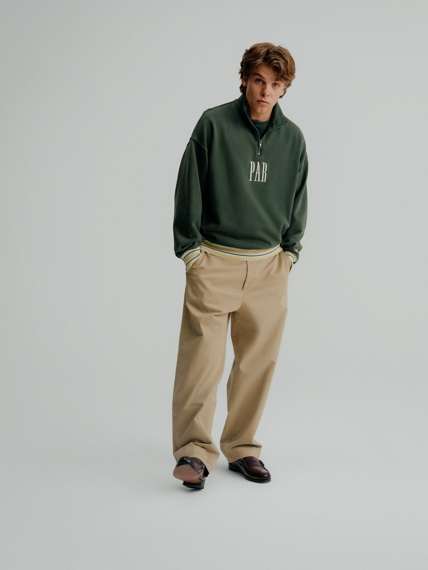Gap × Malbon ヘビーウェイト ロゴ 1/4ジップアップ トレーナー-8