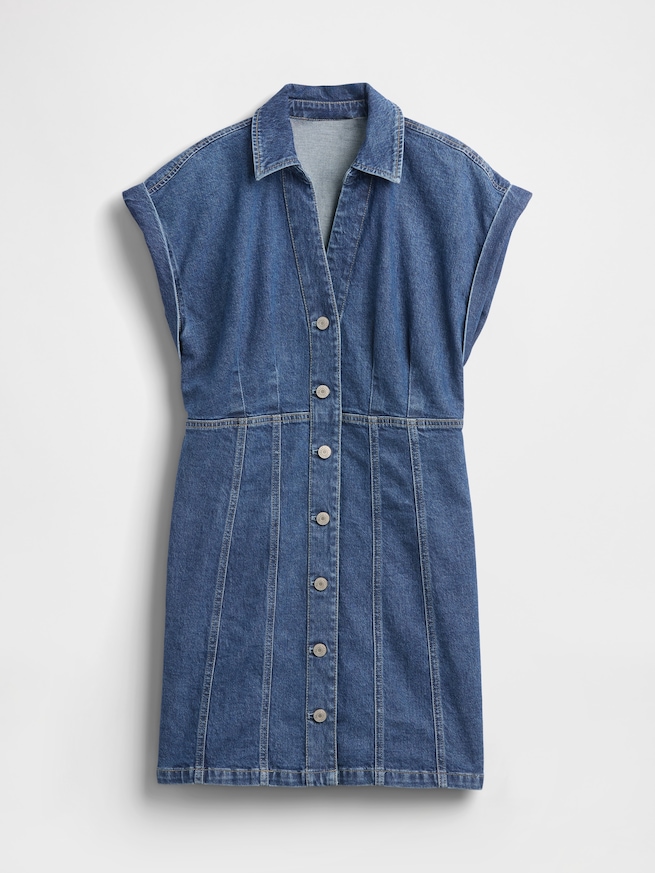 デニム シーム ミニワンピース-4