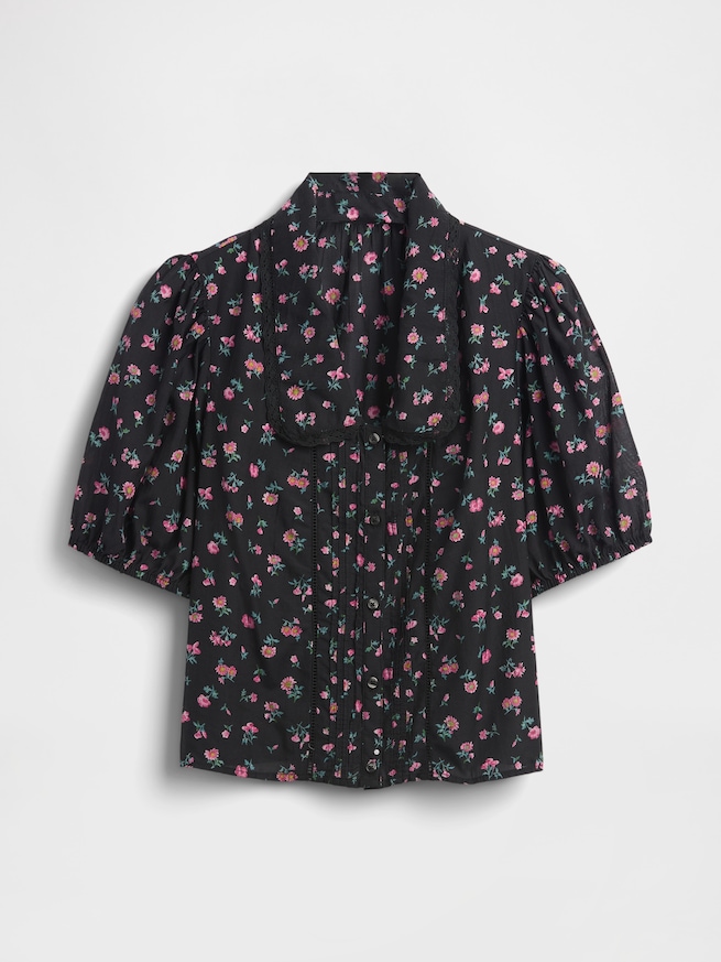 パフスリーブ 襟付きトップス-4