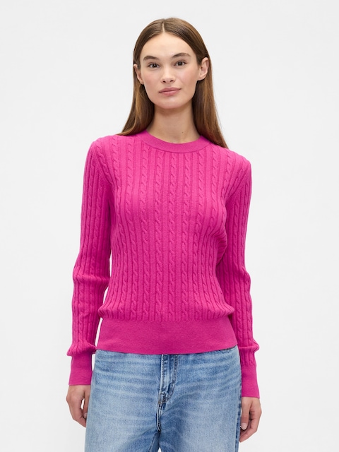 CashSoft Cable-Knit Crewneck Sweater