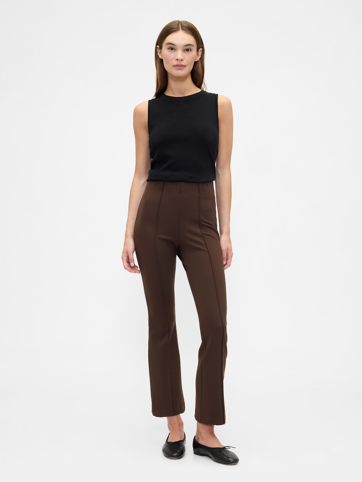 High Rise Ponte Flare Crop Pants