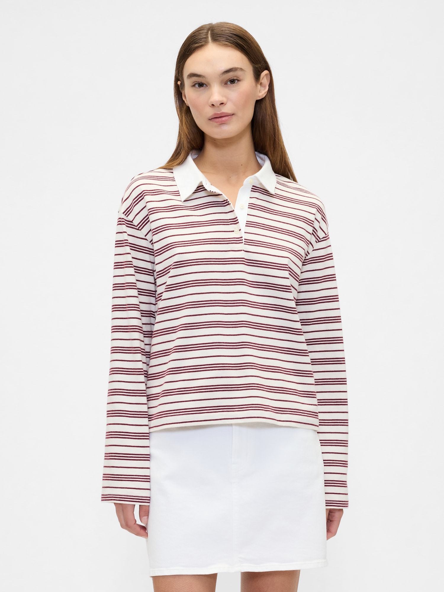 Oversized Stripe Rugby Polo Shirt