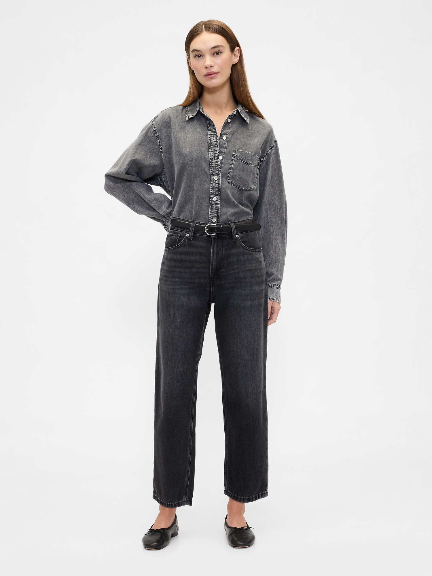 Mid Rise SuperSoft Relaxed Straight Crop Jeans