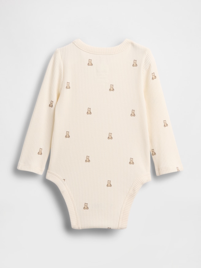 はじめてのお気に入り 細リブ クロスオーバー ボディスーツ (ベビー)-1