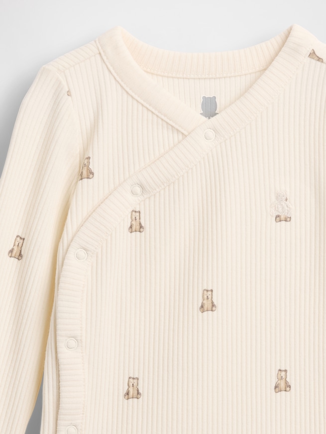 はじめてのお気に入り 細リブ クロスオーバー ボディスーツ (ベビー)-2