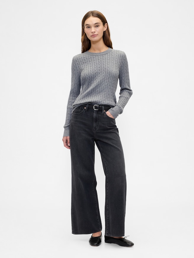 CashSoft カシミヤタッチ ケーブルニット セーター-2