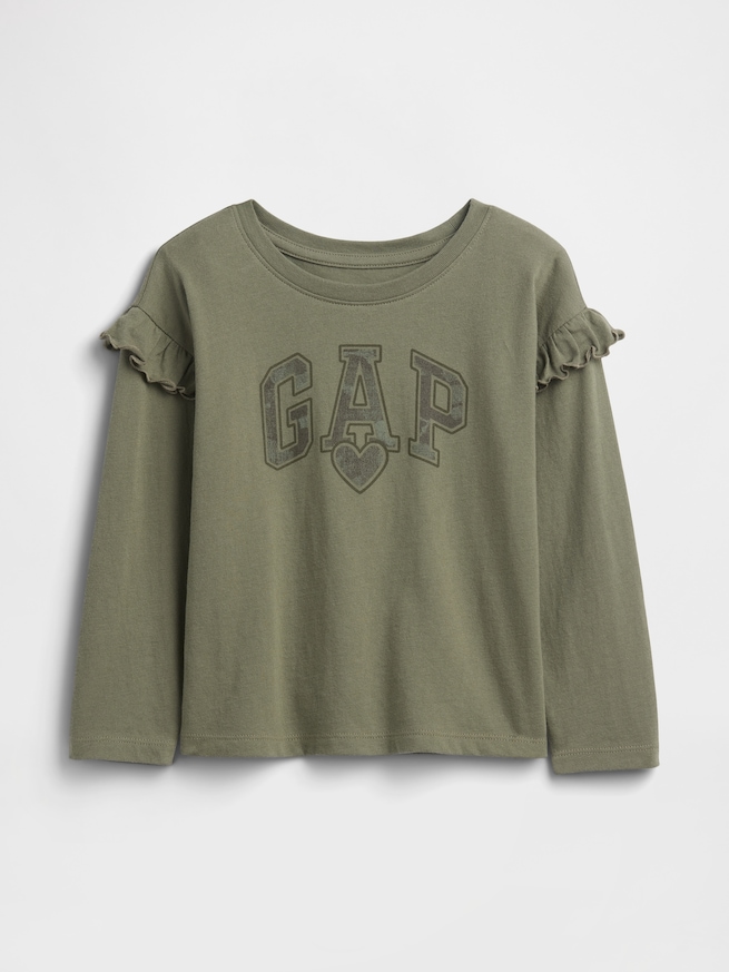 babyGap GAPロゴ ラッフルフリル クルーネックTシャツ-0