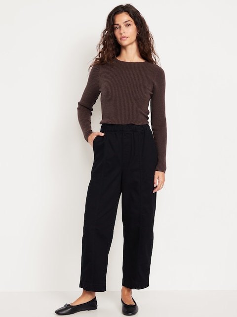 High-Waisted Barrel Ankle Pants