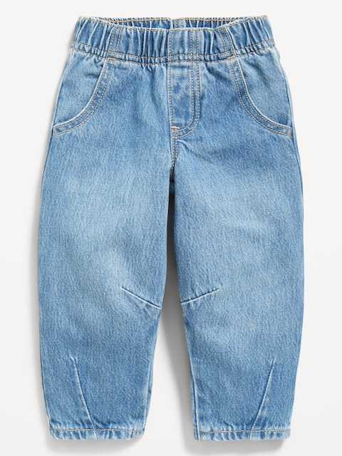 Pull-On Baggy Barrel-Leg Jeans for Toddler Girls