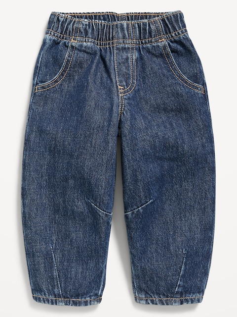 Pull-On Baggy Barrel-Leg Jeans for Toddler Girls