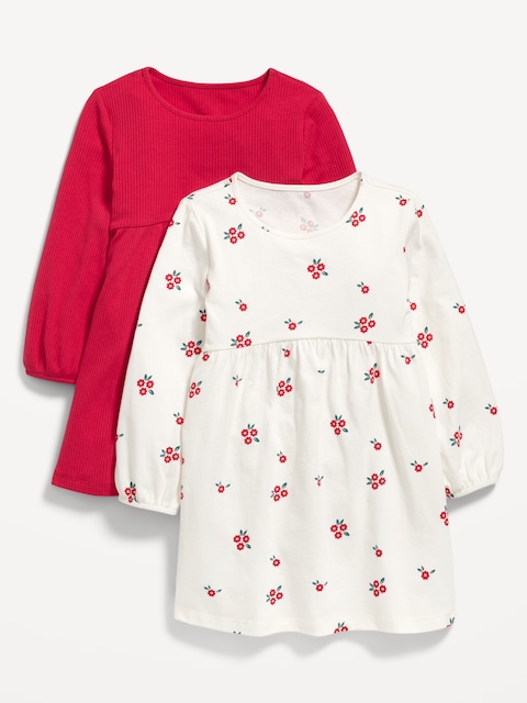 Long-Sleeve Fit and Flare Dress 2-Pack for Toddler Girls
