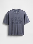ヘビーウェイト デニム GAPロゴ クロップドTシャツ-4