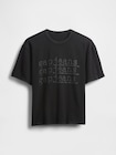 ヘビーウェイト デニム GAPロゴ クロップドTシャツ-4