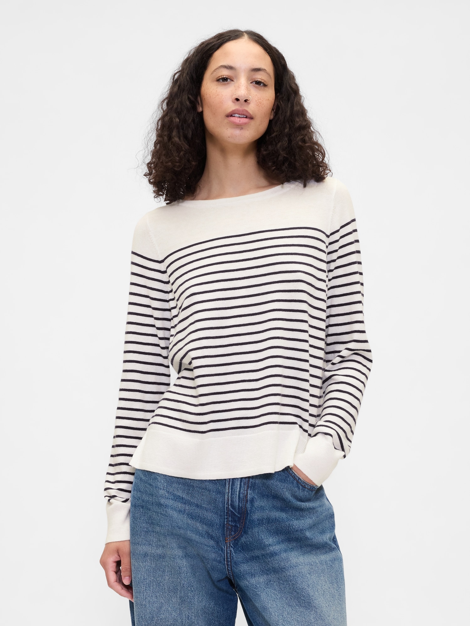 Relaxed Stripe Boatneck Sweater