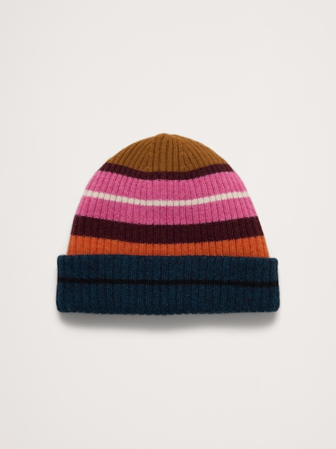 BONNET À RAYURES EN MÉLANGE DE LAINE ITALIENNE