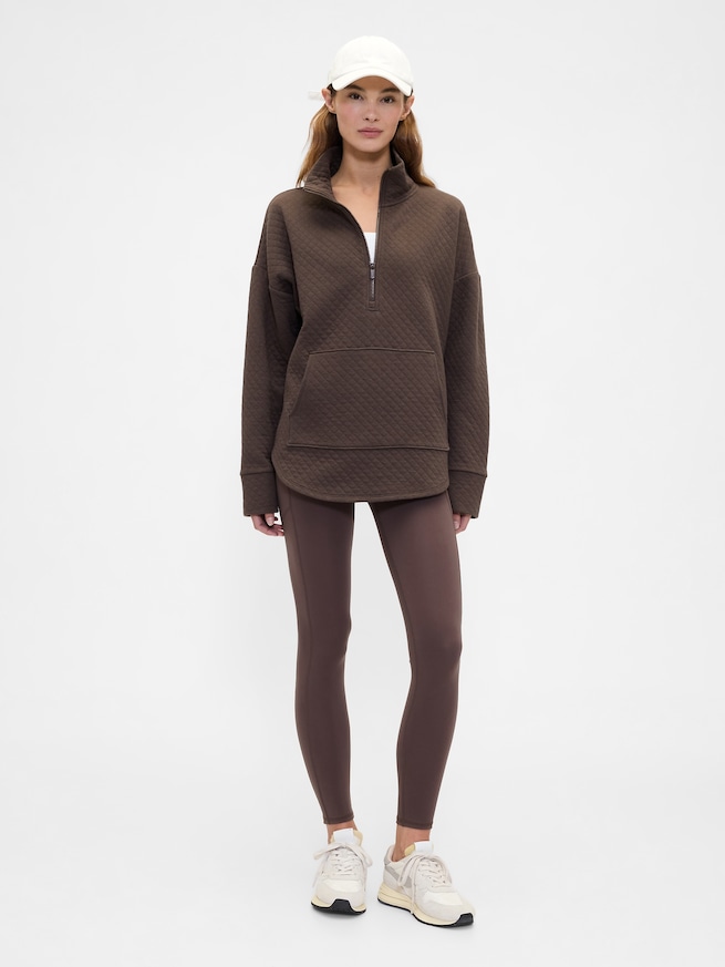 GapFit オーバーサイズ キルティング 1/4ジップアップ ジャケット-2