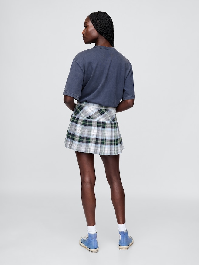Gap × Malbon コットンリネン プレイド プリーツミニスカート・スコート-2