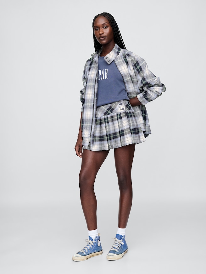 Gap × Malbon コットンリネン プレイド プリーツミニスカート・スコート-3