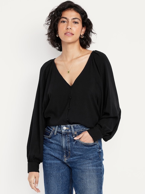 Jacquard Button-Down Top