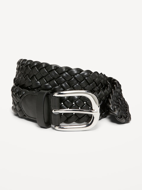 Braided Faux-Leather Belt for Women