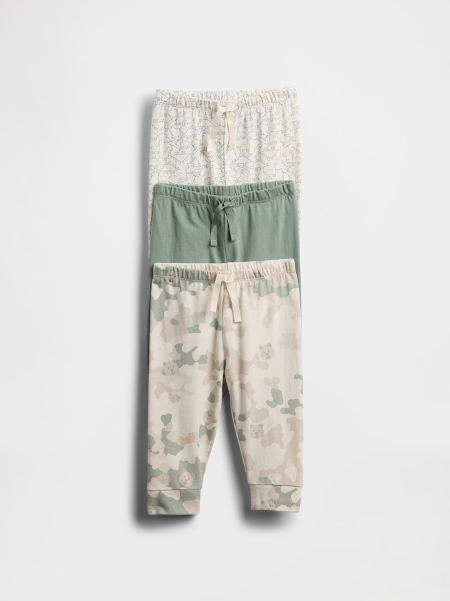 はじめてのお気に入り オーガニックコットン プルオンパンツ 3枚セット (ベビー)-0