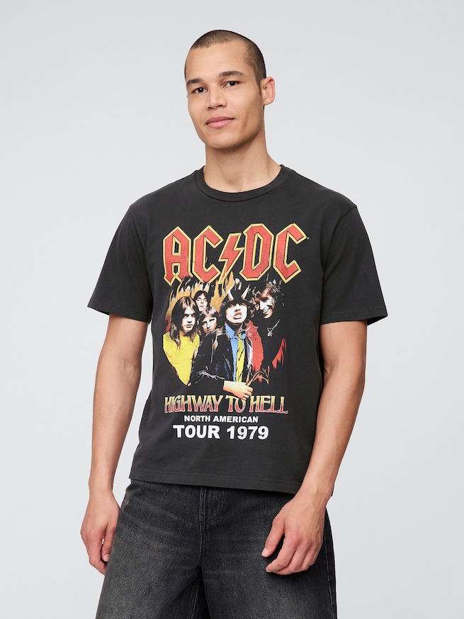 AC/DC 1979 ツアー グラフィックTシャツ-0