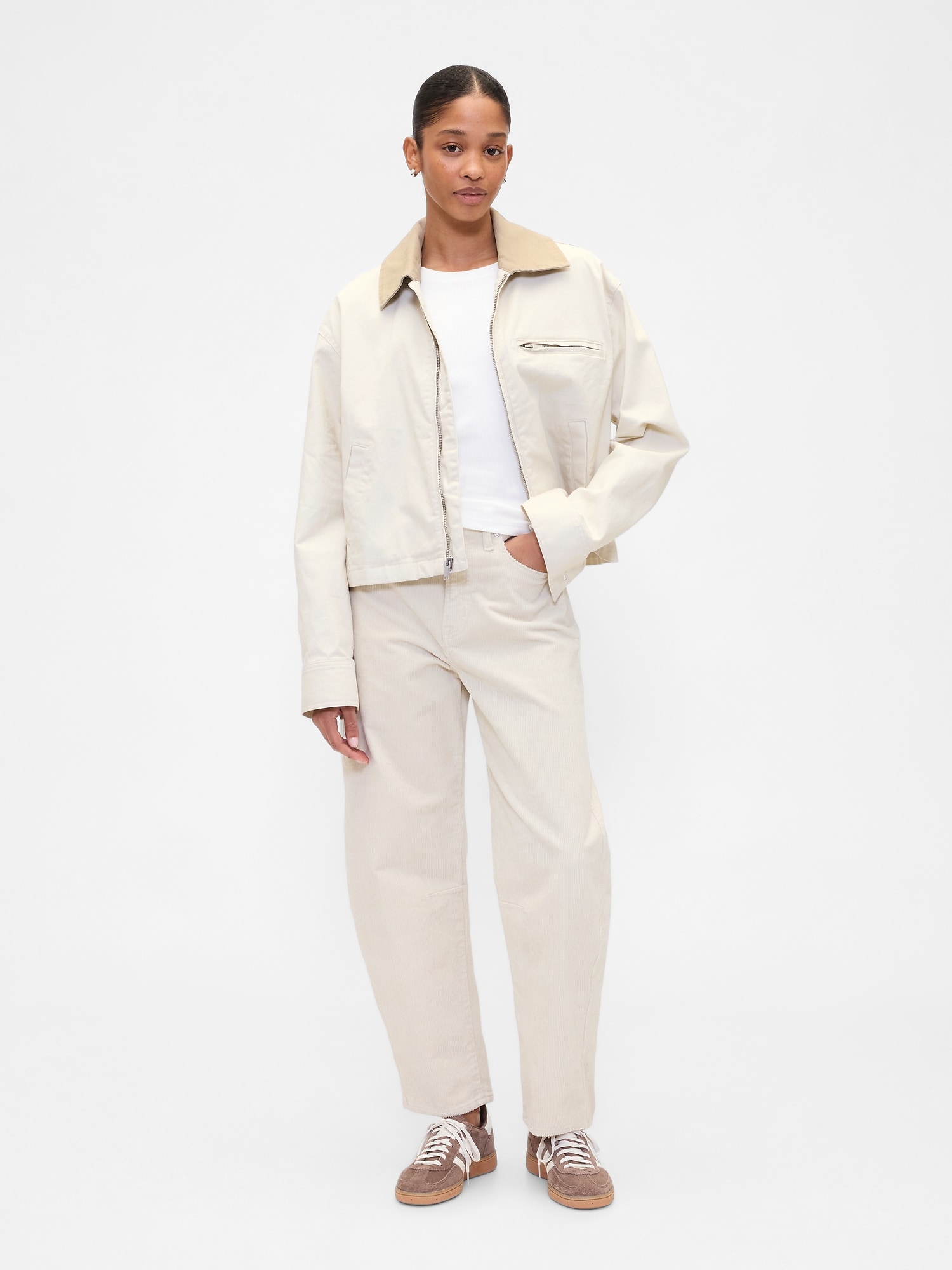 High Rise Barrel Corduroy Pants