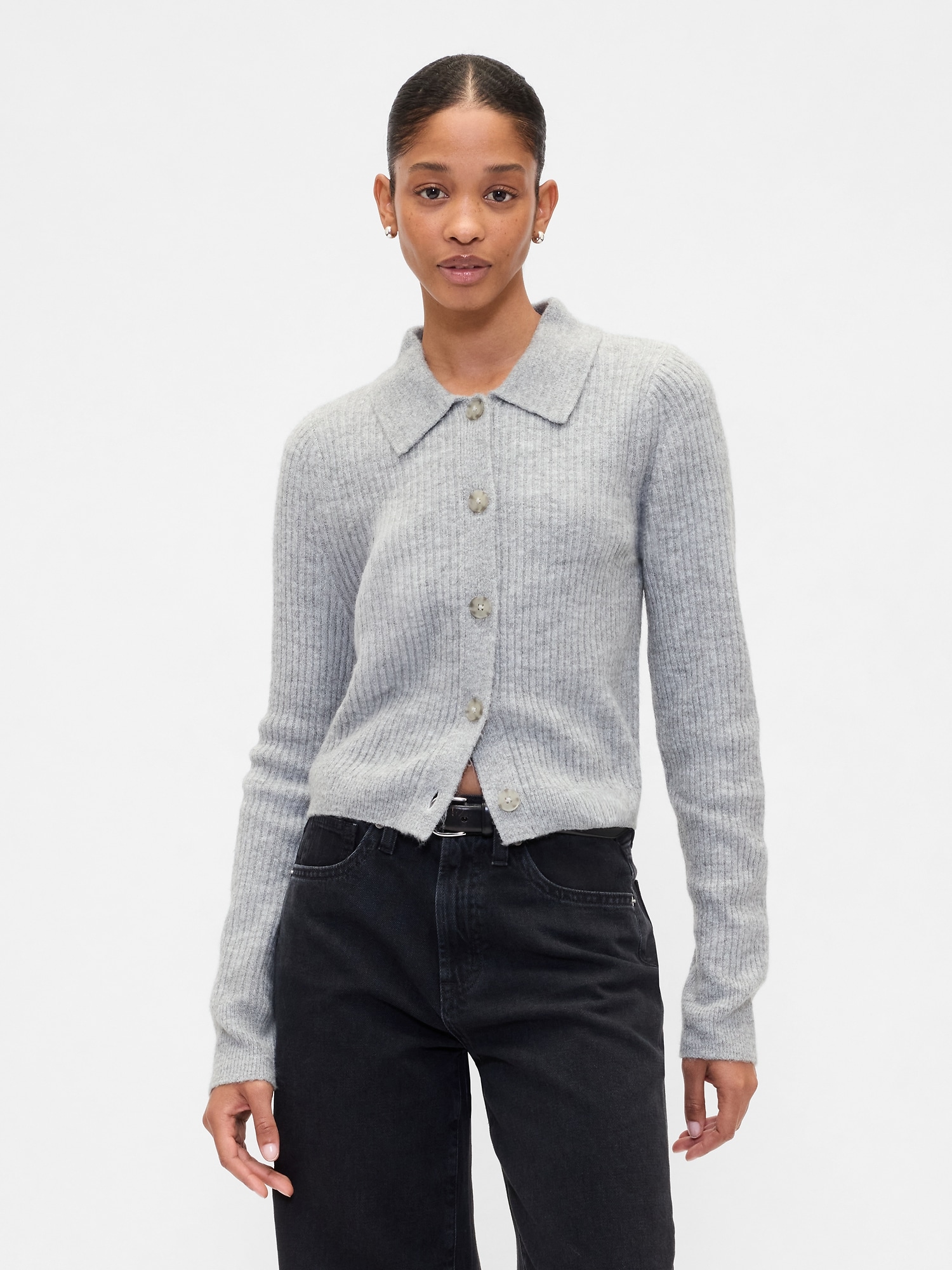 Fitted Cropped Collared Cardigan