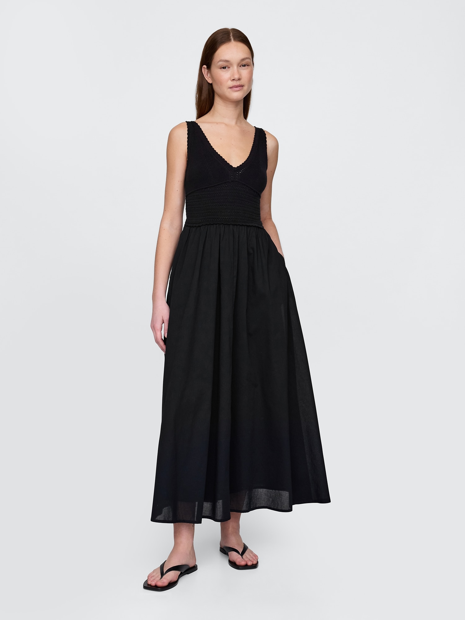 Crochet Mixed Media Maxi Dress