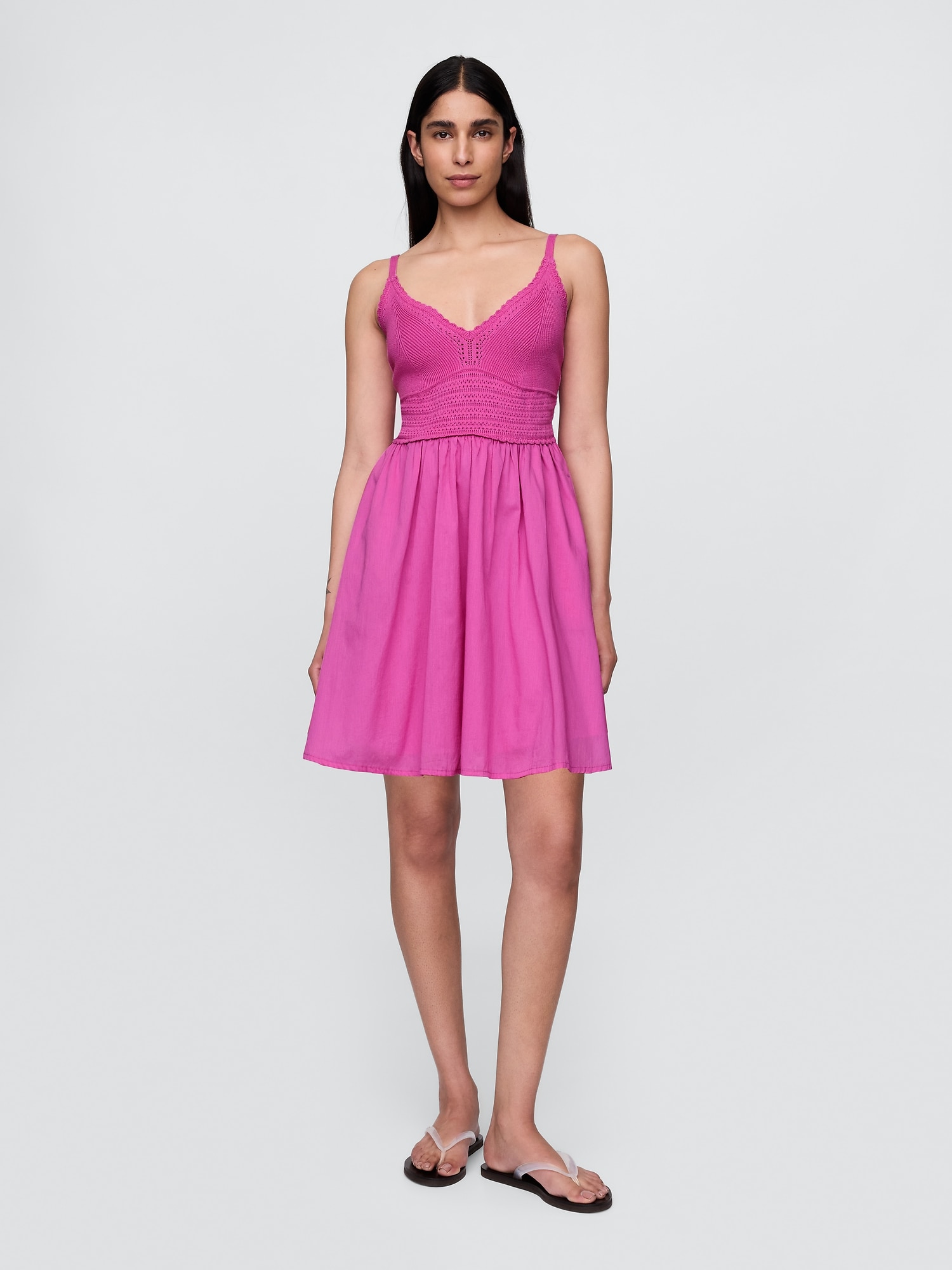 Crochet Mixed Media Mini Dress