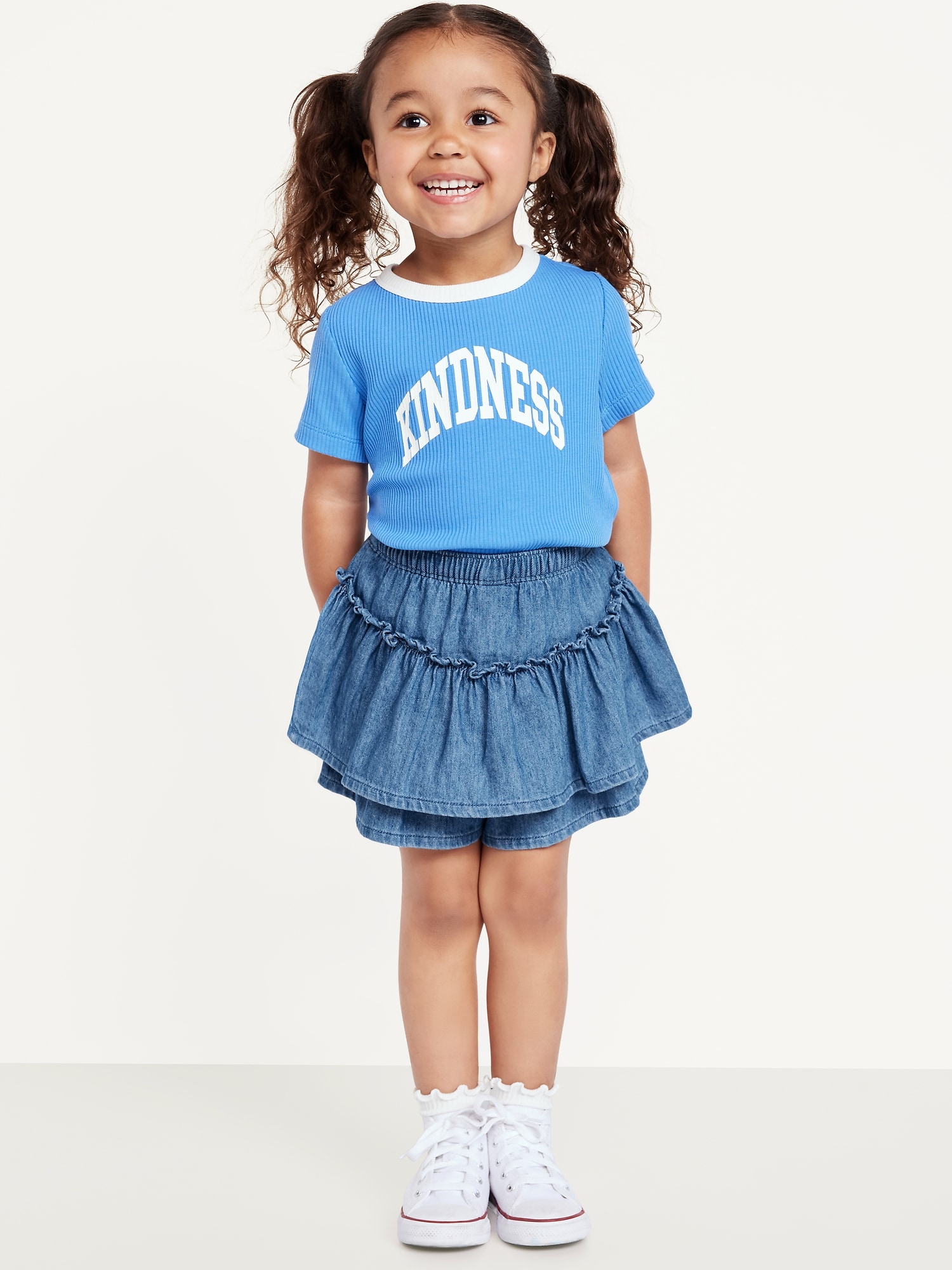 High-Waisted Jean Skort for Toddler Girls