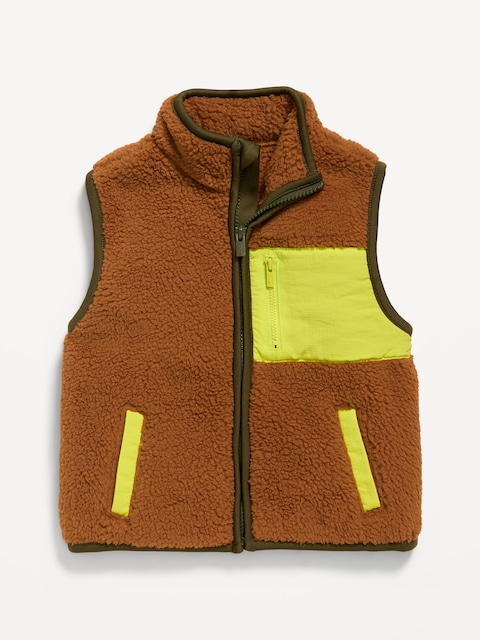 GILET UTILITAIRE EN SHERPA AVEC POCHES À GLISSIÈRE UNISEXE POUR TOUT-PETIT