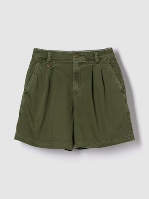 6インチ ミッドライズ ツイル プリーツ トラウザーショートパンツ