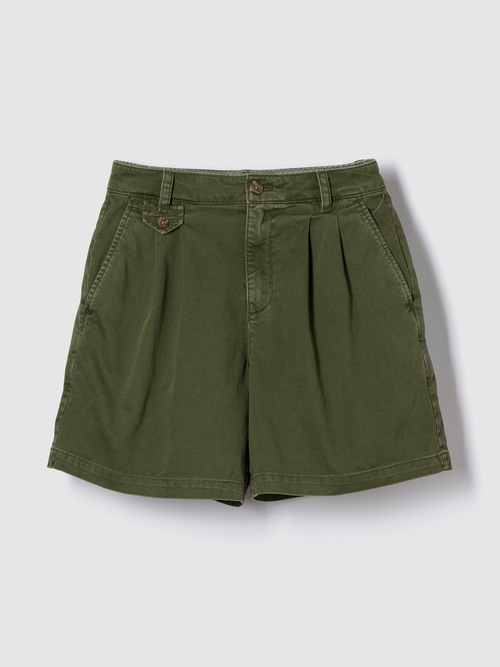 6インチ ミッドライズ ツイル プリーツ トラウザーショートパンツ
