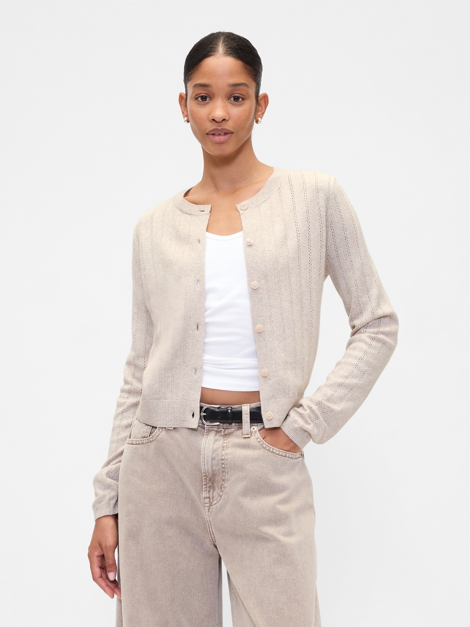 CashSoft Pointelle Cardigan