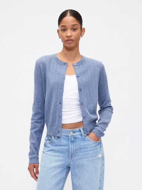 CashSoft Pointelle Cardigan