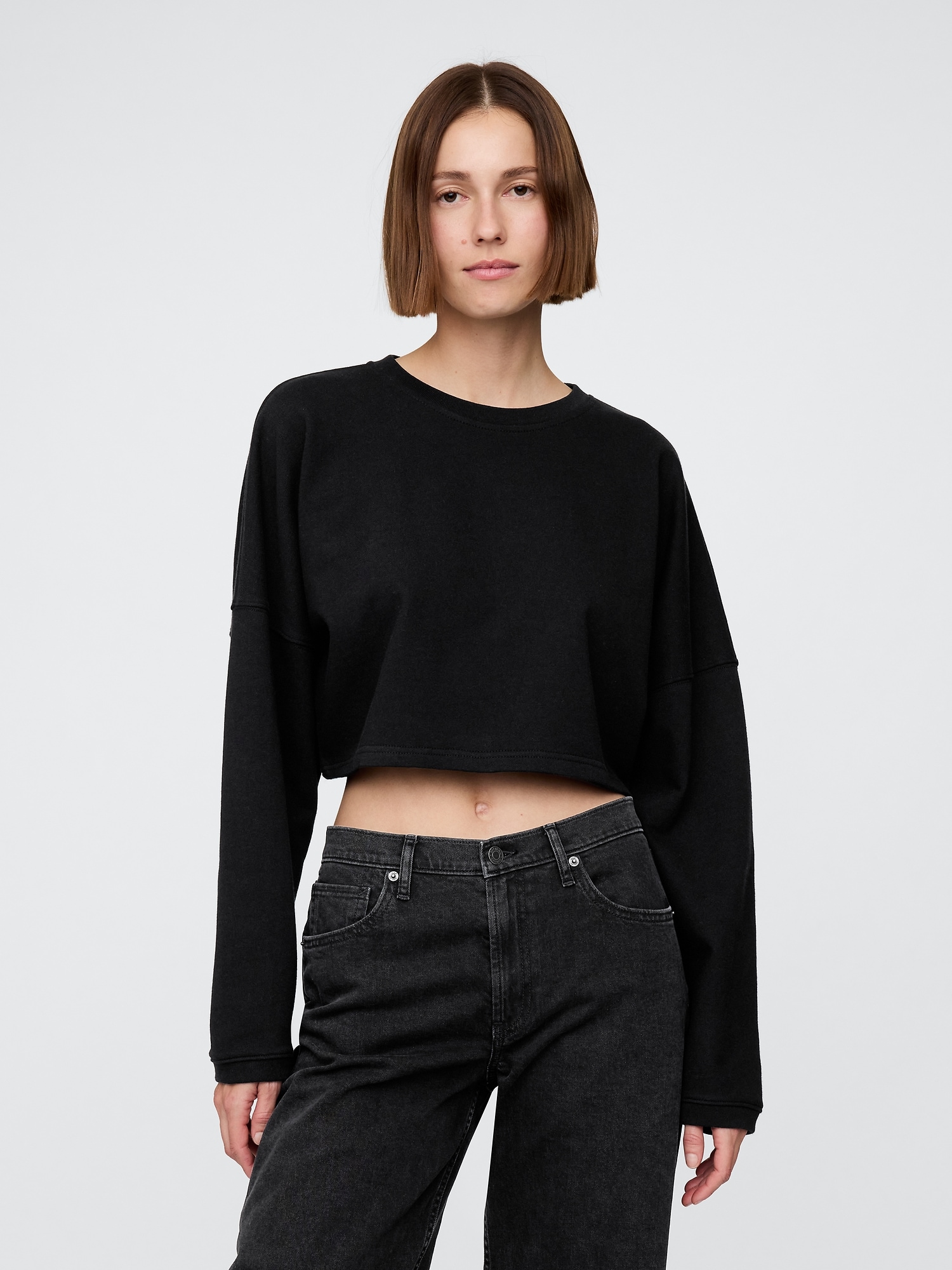 French Terry Oversized Crop Sweatshirt